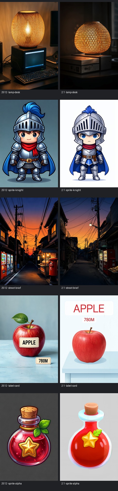 512x768 comparison: Qwen-Image-2512 on the left, Qwen-Image-2.1 on the right